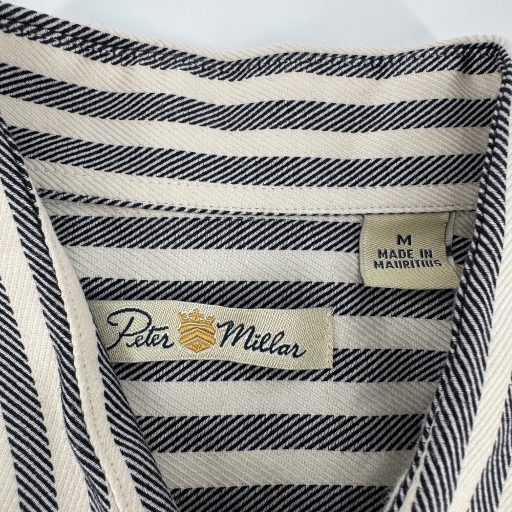 Peter Millar Mens Medium Striped Button Down Shirt Cotton Long Sleeve - Picture 5 of 6